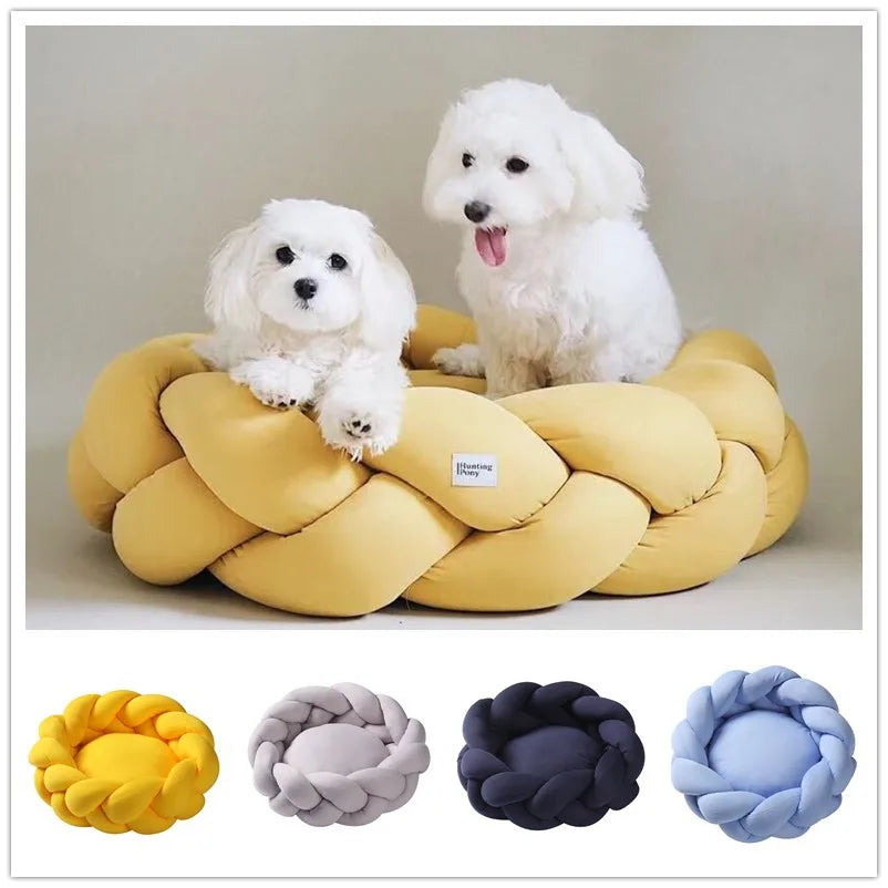 Round Plush Knit Pet Bed